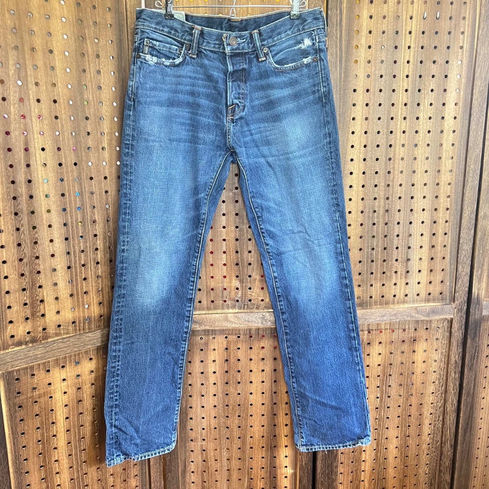 Abercrombie & Fitch The A&F Classic Straight Button Fly Blue Jens 30x32 pls Read
